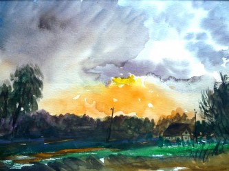 Sonnenuntergang in Kappe (bei Zehdenick) (1982)