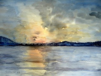 Sonnenuntergang am Rangsdorfer See I (1988)