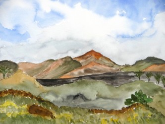 Blick von Yaiza zu den Feuerbergen (Lanzarote) (2006)