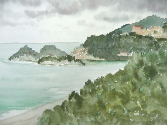 Blick von Letojanni nach Taormina (Sizilien) (2007)