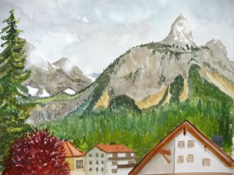 Blick vom Hotel in Ehrwald zur Sonnenspitze (2010)