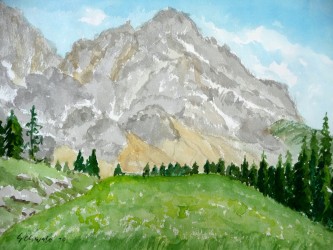 Blick von der Ehrwaldalm auf das Wettersteingebirge (2010)